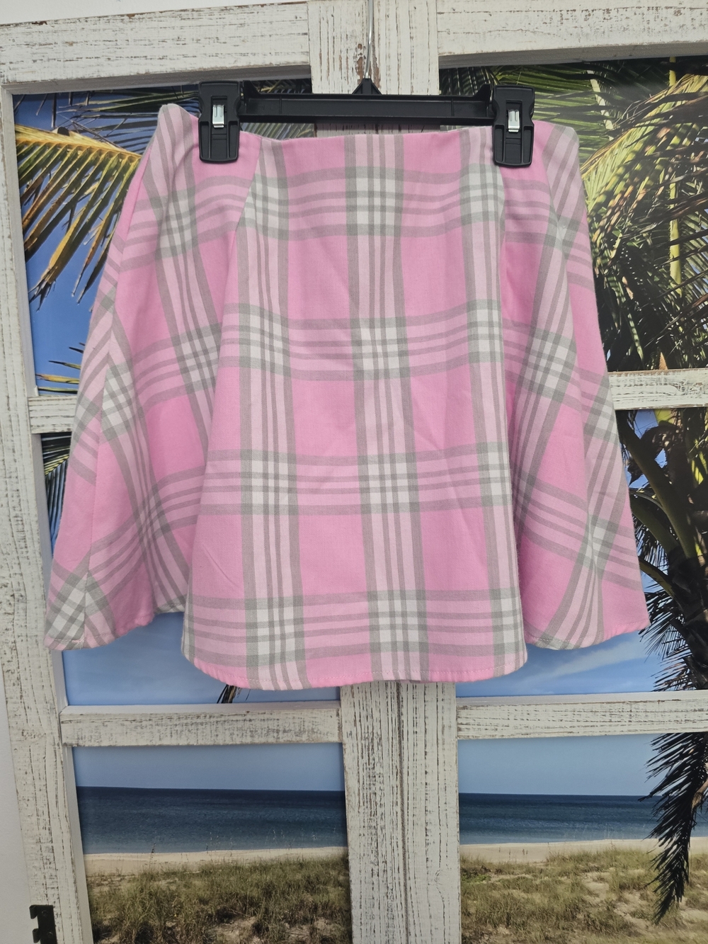 crown & ivy Pink and Gray Plaid Circle Skirt Sz 4 NEW!